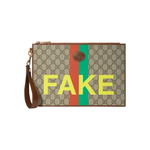 Gucci Interlocking GG Patch "Fake/Not Fake" Pouch 'GG Supreme'