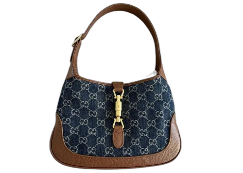 Gucci Jackie 1961 Small Shoulder Bag GG Denim Blue/Ivory