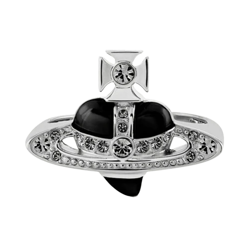 Vivienne Westwood New Diamante Heart Ring 'Crystal/Black'