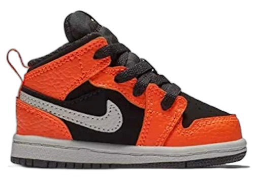 Jordan 1 Mid Black Orange Light Bone
