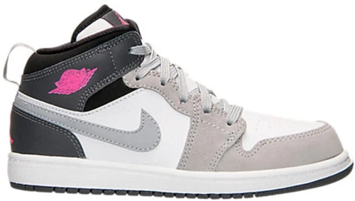 Jordan 1 Mid White Grey Hyper Pink (PS)