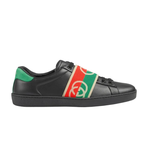 Gucci Ace Elastic Web 'Interlocking G - Black Red Green'