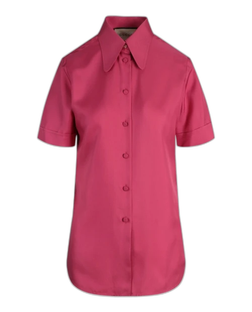 Gucci Short Sleeve Collared Blouse Pink