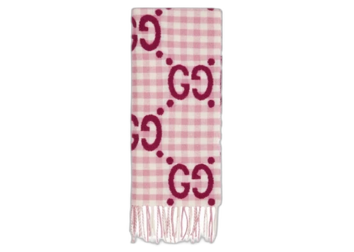 Gucci Kids GG Jacquard Wool Scarf Pink