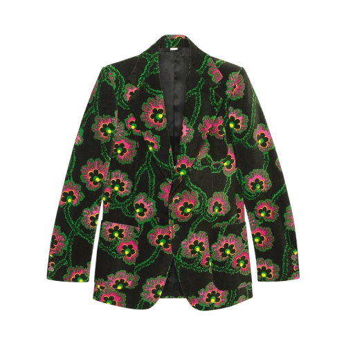 Gucci x Ken Scott Print Velvet Jacket 'Black/Pink/Multicolor'