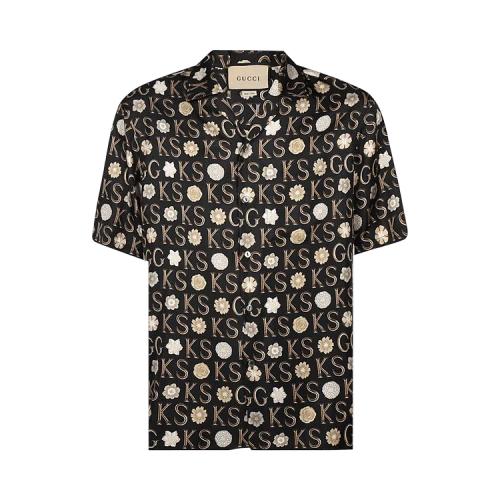 Gucci x Ken Scott Print Silk Bowling Shirt 'Black/Ivory/Multicolor'
