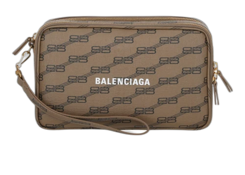 Balenciaga Signature Double Zip Pouch Beige
