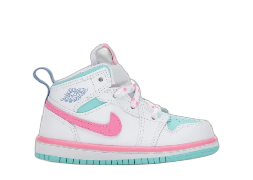 Jordan 1 Mid White Pink Green Soar (TD)