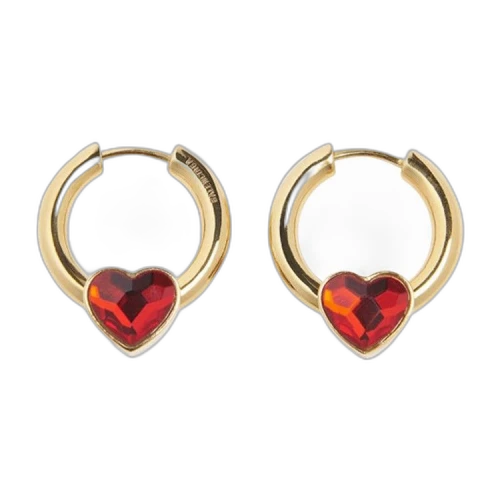 Balenciaga Force Heart Earrings 'Shiny Gold/Red'