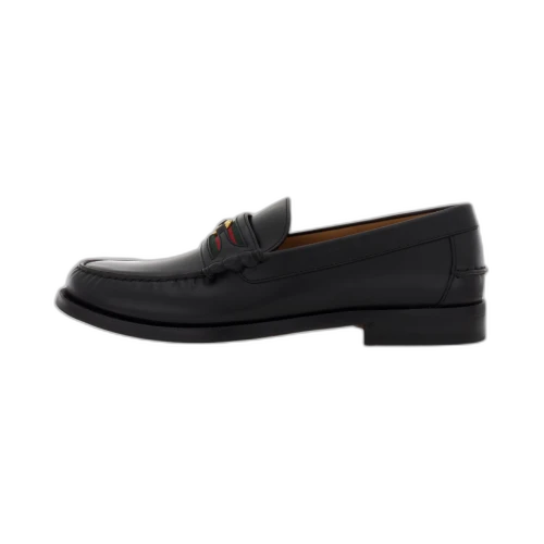 Gucci Interlocking G Loafers Black Green Red Web