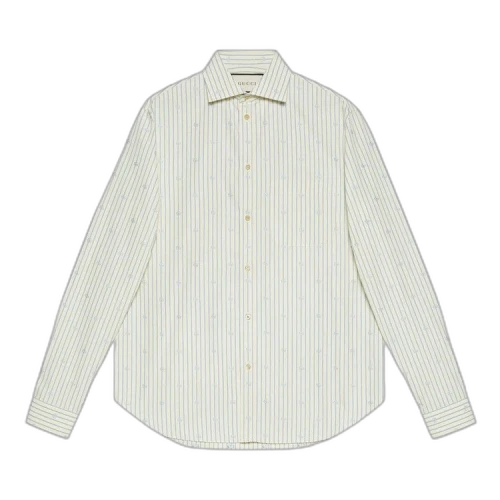 Gucci GG Stripe Fil Coupé Cotton Shirt 'Natural/White/Azure'