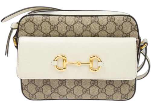 Gucci Horsebit 1955 Small Shoulder Bag Beige/Ebony/White