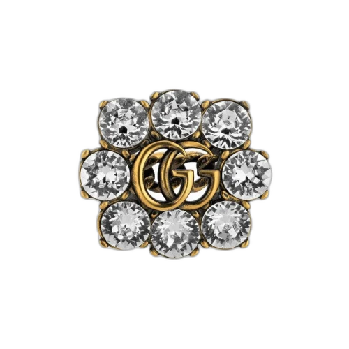 Gucci Crystal Double G Ring 'Aged Gold'