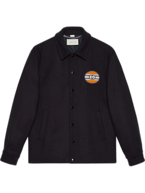 Gucci Interlocking G Patch Windbreaker Dark Blue