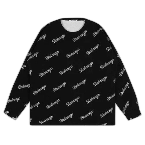 Balenciaga Script Logo Crewneck 'Black/White'
