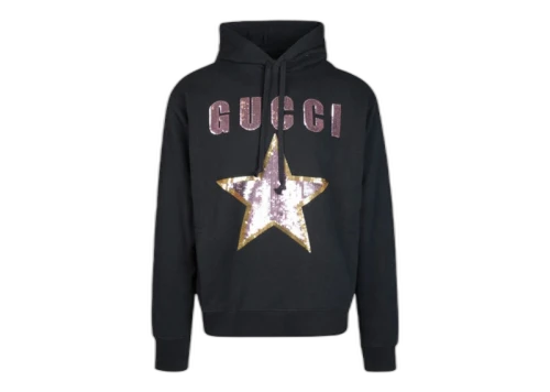 Gucci Logo-Sequinned Hoodie Black