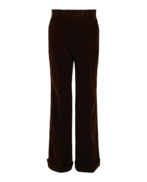 Gucci Velvet Flared-Leg Pants Brown