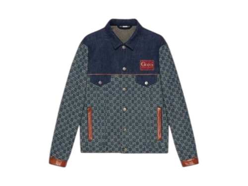 Gucci GG Monogram Eco Washed Organic Denim Jacket Blue