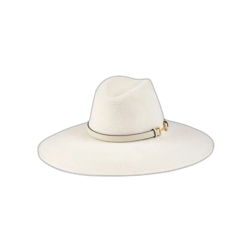 Gucci Felt Wide Brim Hat With Horsebit 'White'