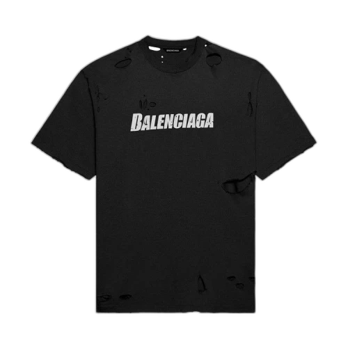 Balenciaga Caps Destroyed Flatground T-Shirt 'Black'