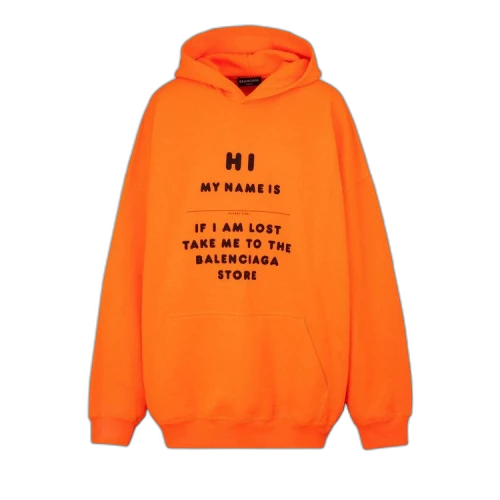 Balenciaga Hi My Name Is Hoodie 'Fluorescent Orange/Black'