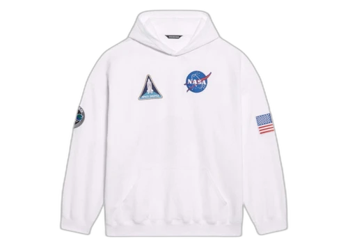Balenciaga Space Nasa Logo Hoodie White