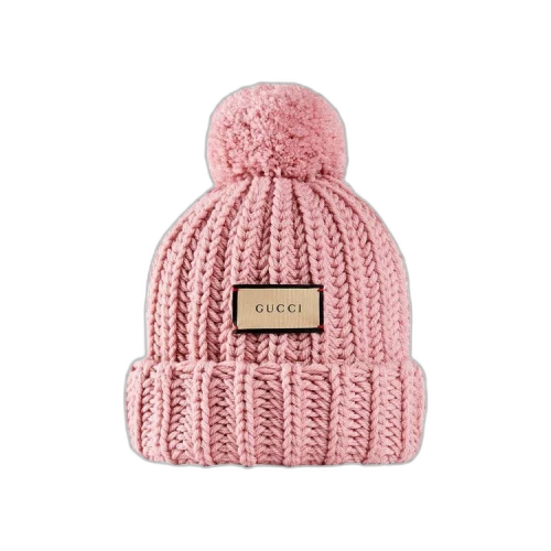 Gucci Knit Wool Hat With Label 'Rose'