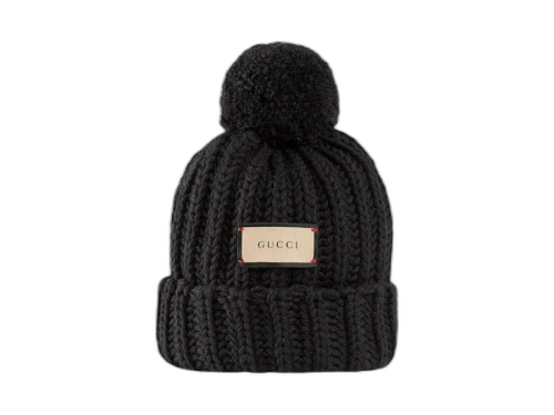 Gucci Label Knit Beanie Black