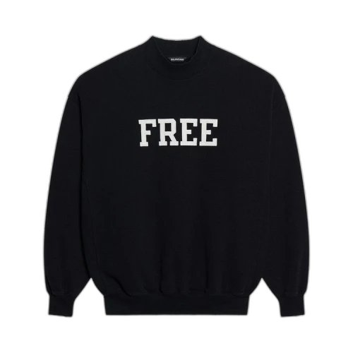 Balenciaga Free Logo Crewneck 'Black/White'