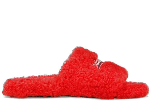 Balenciaga Furry Slide Red