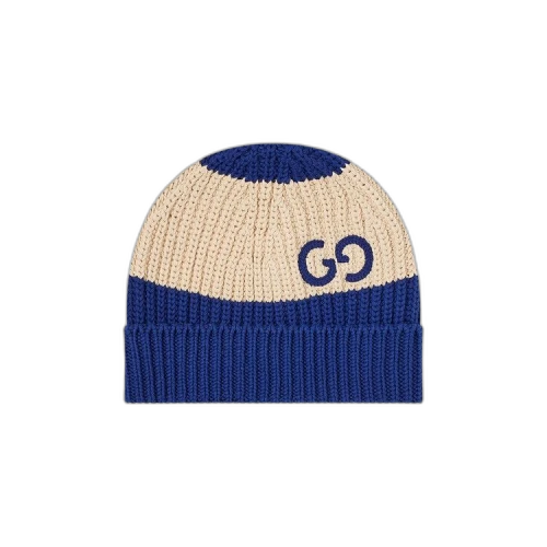 Gucci Knit Cotton Hat With Gg 'Ivory/Blue'