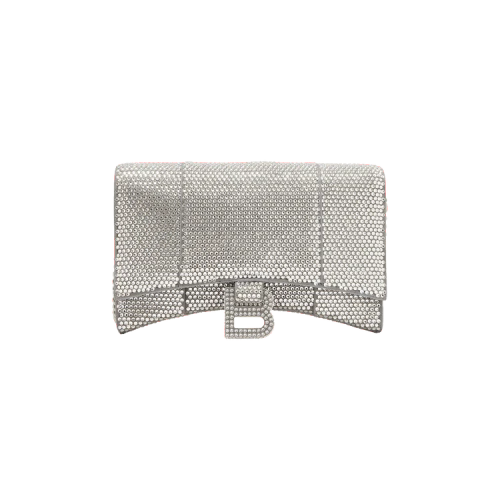 Balenciaga Hourglass Crystal Wallet with Chain 'Grey/Crystal'