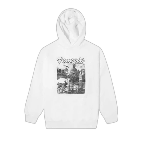Balenciaga Venezia Print Oversized Hoodie 'White/Grey'