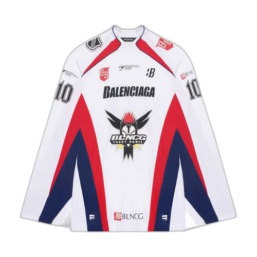 Balenciaga Long-Sleeve Hockey T-Shirt 'White/Red/Ink'