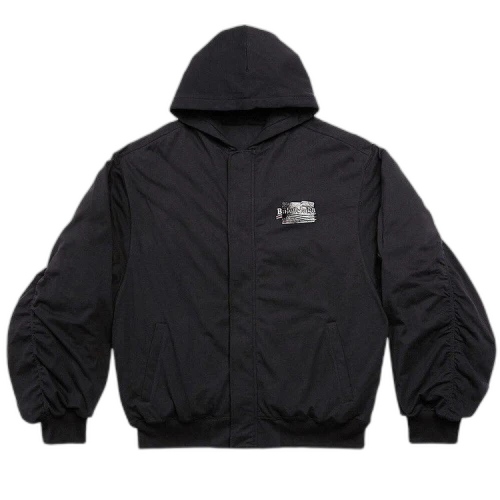 Balenciaga Padded Bomber Hoodie 'Black/White/Red'