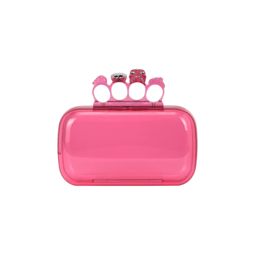 Alexander McQueen Skull Four-Ring Clutch Pink
