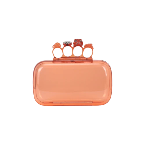 Alexander McQueen Skull Four-Ring Clutch Apricot