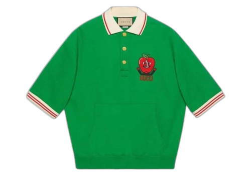 Gucci Embroidered Apple Logo Polo Shirt Green