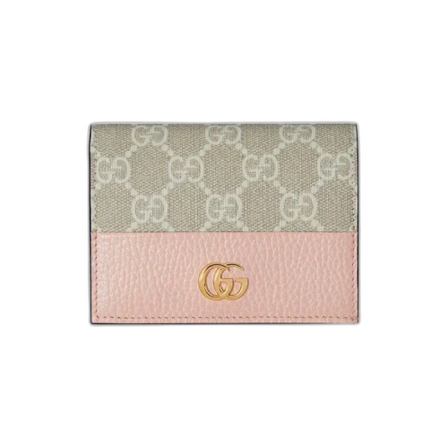 Gucci GG Marmont Card Case Wallet 'Pink/Beige'