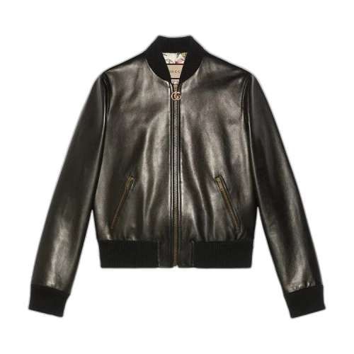 Gucci Leather Bomber With Ribbed Details 'Black'