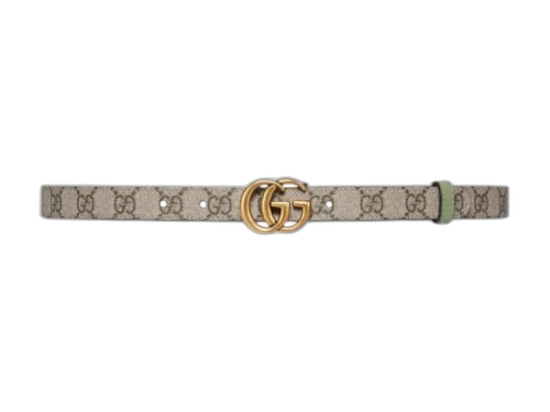 Gucci GG Marmont Reversible Thin Belt Beige/Green