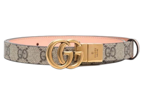Gucci GG Marmont Reversible Thin Belt Beige/Pink