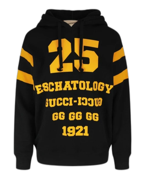 Gucci Hooded Graphic Sweatshirt Black