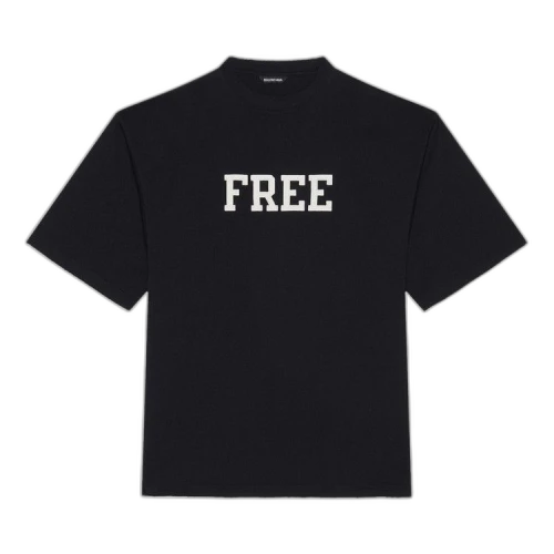 Balenciaga Free Logo Wide Tee 'Black/White'