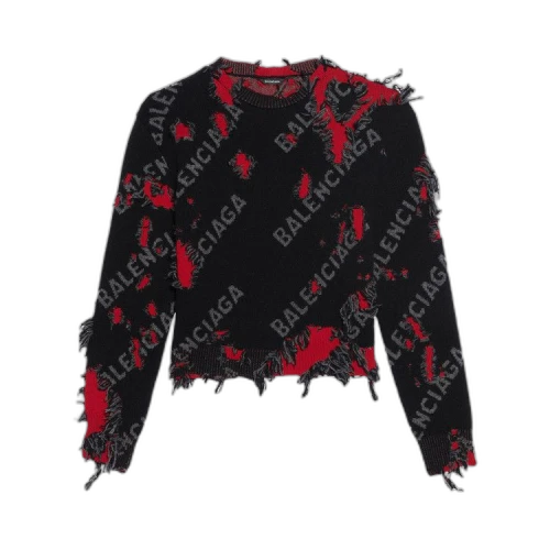 Balenciaga Ripped Sweater 'Grey/Black/Red'