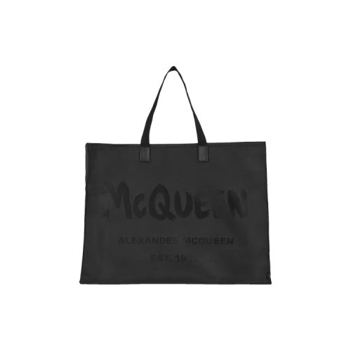 Alexander McQueen Graffiti Logo Tote Black Black