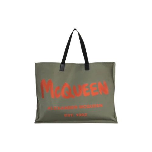 Alexander McQueen Graffiti Logo Tote 'Military Green'