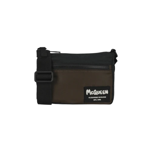 Alexander McQueen Logo Patch Crossbody Phone Bag Black Black
