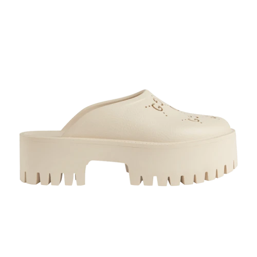 Gucci Platform Perforated G Sandal 'White Rubber' (Women's)