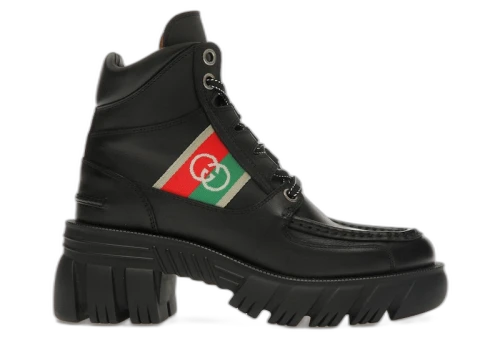 Gucci 60mm Romance Leather Combat Boot Black (Women's)